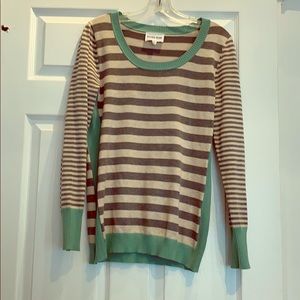 Striped sweater with sea foam green accent